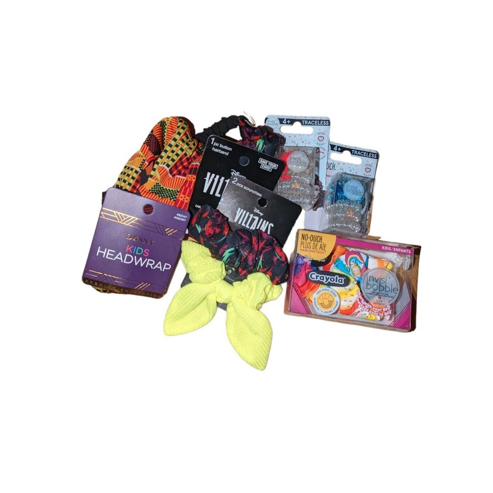 KID HAIR SCRUNCHIES Bundle of 6 Disney Villains, Crayola & more| No Ouch | NWT